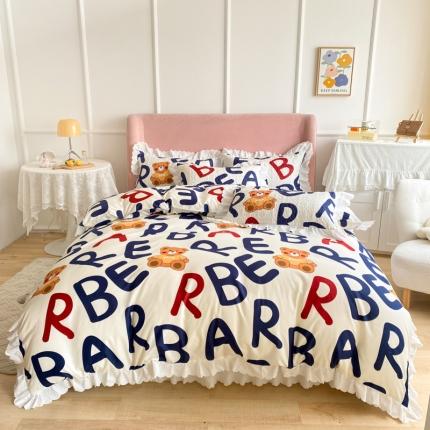 91家纺网 家纺一手货源 找家纺 总美莱 2022新款亲肤磨毛床盖床裙夹棉单件三件套直播四件套