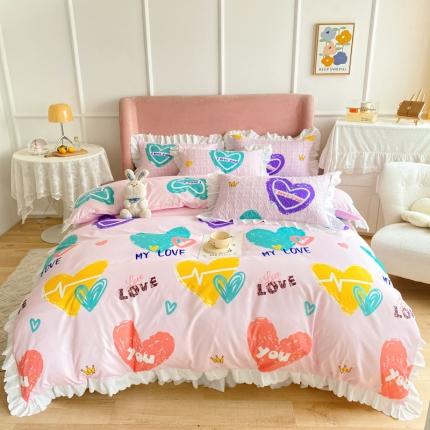 91家纺网 家纺一手货源 找家纺 总美莱 2022新款亲肤磨毛床盖床裙夹棉单件三件套直播四件套