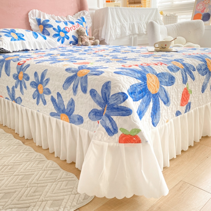 91家纺网 家纺一手货源 找家纺 总美莱 2022新款亲肤磨毛床盖床裙夹棉单件三件套直播四件套