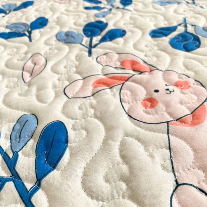 91家纺网 家纺一手货源 找家纺 美莱 2022新款亲肤磨毛床盖床裙夹棉单件三件套直播四件套 丛林兔