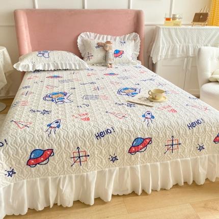 美莱 2022新款亲肤磨毛床盖床裙夹棉单件三件套直播四件套 航天员