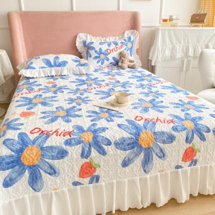 美莱 2022新款亲肤磨毛床盖床裙夹棉单件三件套直播四件套 花海