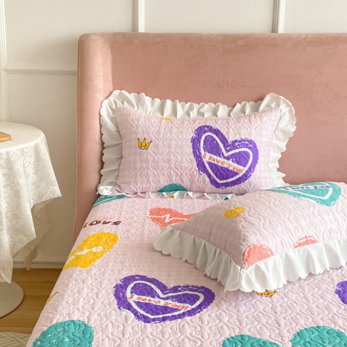 91家纺网 家纺一手货源 找家纺 美莱 2022新款亲肤磨毛床盖床裙夹棉单件三件套直播四件套 丝丝心动