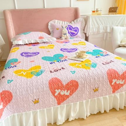 美莱 2022新款亲肤磨毛床盖床裙夹棉单件三件套直播四件套 丝丝心动