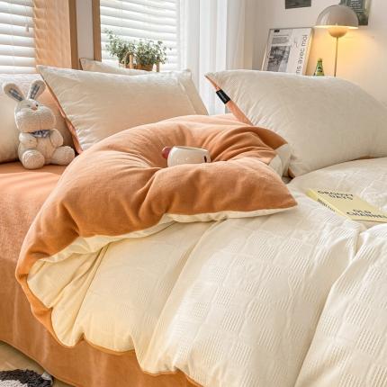 91家纺网 家纺一手货源 找家纺 （总）蓝米卡夫 2024冬季A类60s华夫格棉绒四件套