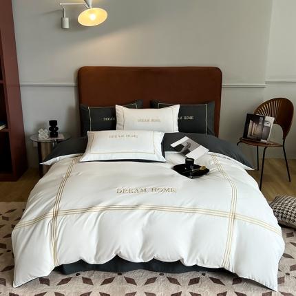 91家纺网 家纺一手货源 找家纺 总千希家纺 2022新款秋冬水洗磨毛北欧风绣花四件套托马斯系列