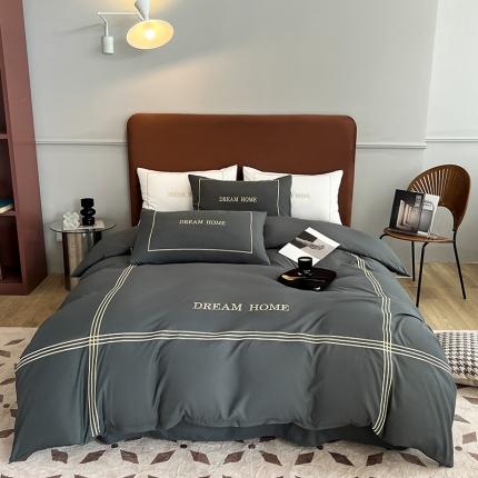 91家纺网 家纺一手货源 找家纺 总千希家纺 2022新款秋冬水洗磨毛北欧风绣花四件套托马斯系列