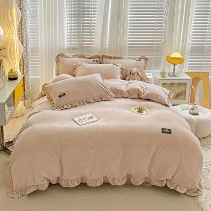 91家纺网 家纺一手货源 找家纺 总雅萱 2022新款230g高克重贴标素色牛奶绒轻奢四件套