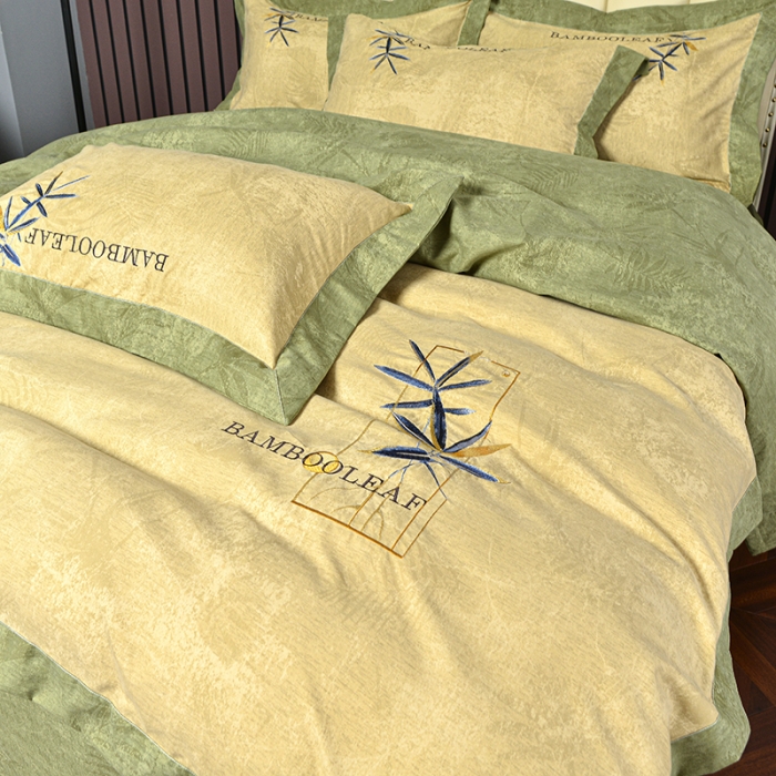 91家纺网 家纺一手货源 找家纺 梦柏家纺 2022新款亲肤雅棉绣花四件套 茶色