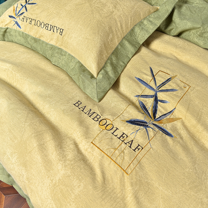 91家纺网 家纺一手货源 找家纺 梦柏家纺 2022新款亲肤雅棉绣花四件套 茶色