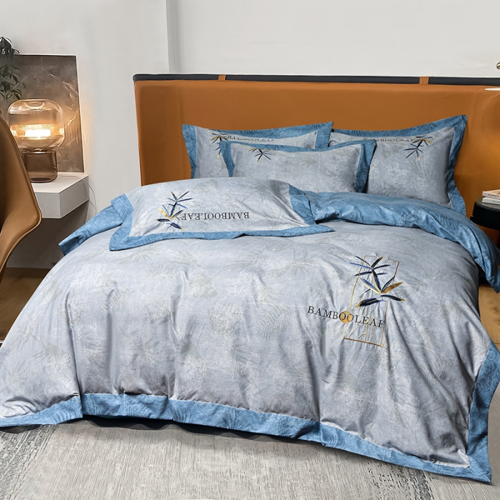 91家纺网 家纺一手货源 找家纺 梦柏家纺 2022新款亲肤雅棉绣花四件套 魔力灰