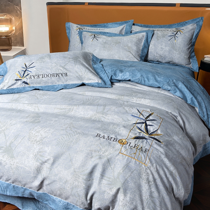 91家纺网 家纺一手货源 找家纺 梦柏家纺 2022新款亲肤雅棉绣花四件套 魔力灰