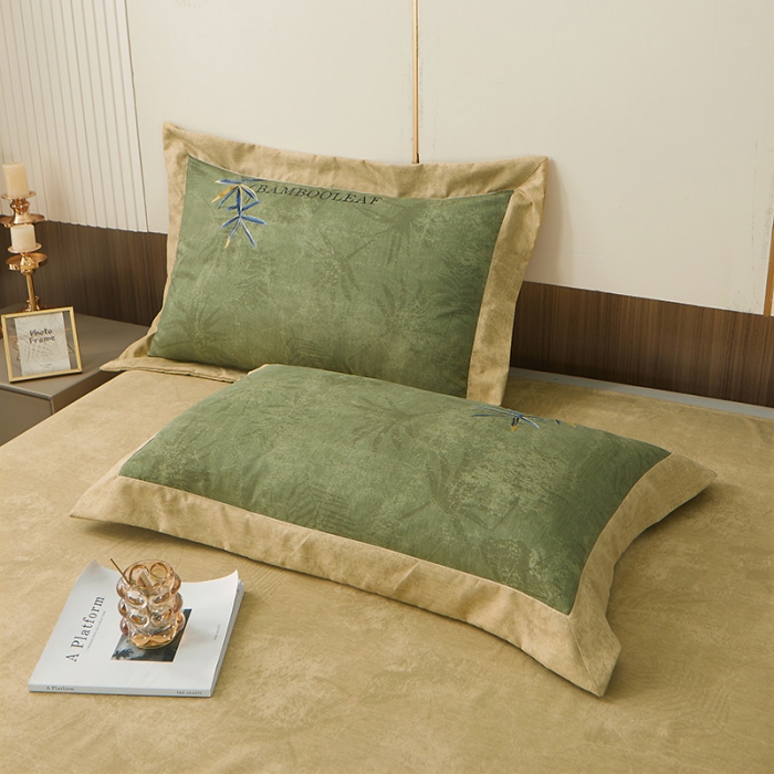 91家纺网 家纺一手货源 找家纺 梦柏家纺 2022新款亲肤雅棉绣花四件套 珊瑚绿