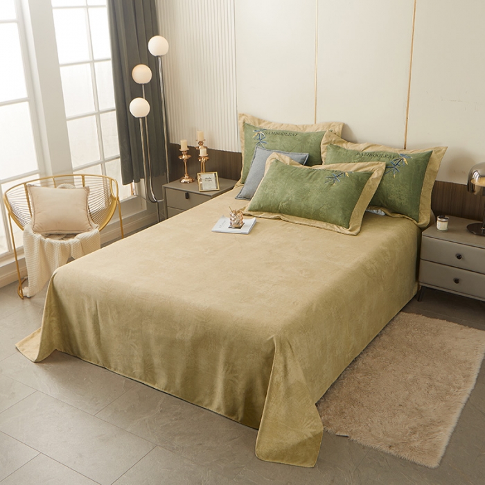 91家纺网 家纺一手货源 找家纺 梦柏家纺 2022新款亲肤雅棉绣花四件套 珊瑚绿