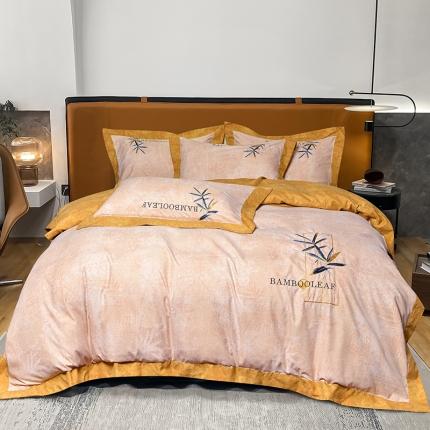 梦柏家纺 2022新款亲肤雅棉绣花四件套 杏色