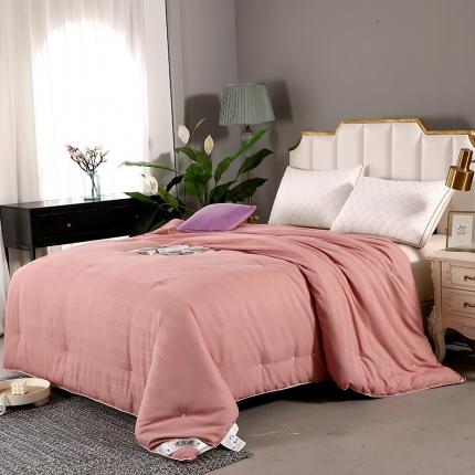 91家纺网 家纺一手货源 找家纺 金同成家纺 2025新款全棉缎条桑蚕丝被 公主豆沙色