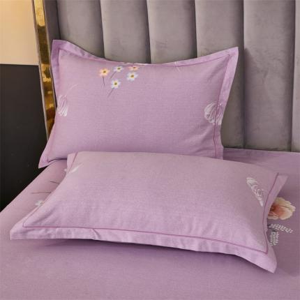 尚帛2023新款活性印染全棉加厚磨毛单品枕套一对 如梦花语紫
