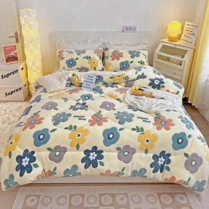 91家纺网 家纺一手货源 找家纺 （总）佰亿莱 2024新款双面绒A版雪花绒B版羊羔绒冬被