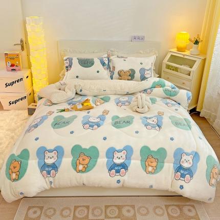 91家纺网 家纺一手货源 找家纺 （总）佰亿莱 2024新款双面绒A版雪花绒B版羊羔绒冬被