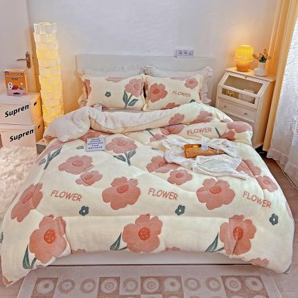 91家纺网 家纺一手货源 找家纺 （总）佰亿莱 2024新款双面绒A版雪花绒B版羊羔绒冬被