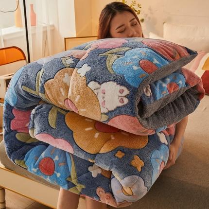 梦初语 2022新款加厚保暖雪花绒加羊羔绒冬被花儿朵朵