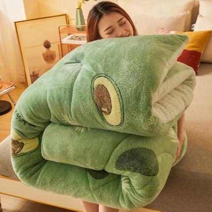 91家纺网 家纺一手货源 找家纺 梦初语 2022新款加厚保暖雪花绒加羊羔绒冬被 牛油果