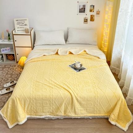 寐居 2022新款烂花牛奶绒羊羔绒多功能毛毯 简爱-米黄