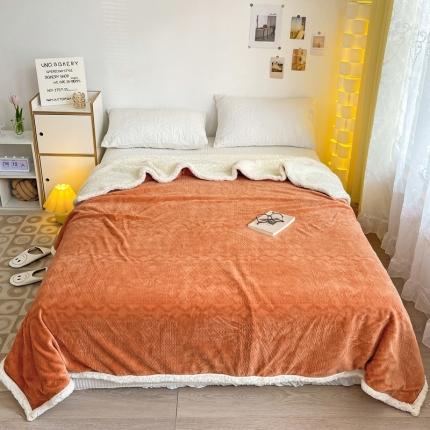 寐居 2022新款烂花牛奶绒羊羔绒多功能毛毯 挪威-桔