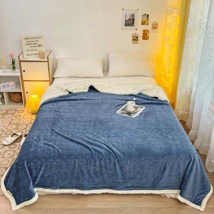 寐居 2022新款烂花牛奶绒羊羔绒多功能毛毯 挪威-蓝