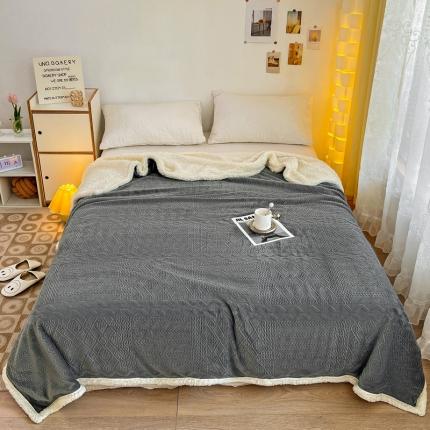 寐居 2022新款烂花牛奶绒羊羔绒多功能毛毯 挪威-深灰