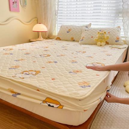 沐慕 2022牛奶绒夹棉床笠 萌萌鸭