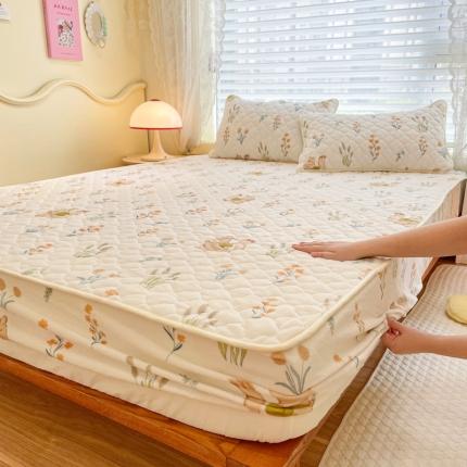 沐慕 2022牛奶绒夹棉床笠 田园松鼠