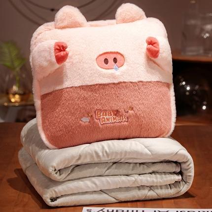 91家纺网 家纺一手货源 找家纺 （总）仟亿莱 2022新款捂脸动物加绒加厚抱枕被