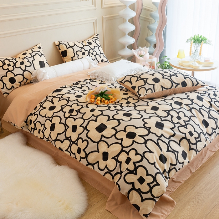 91家纺网 家纺一手货源 找家纺 （总）千朵 2022新款活性生态纯棉磨毛印花四件套