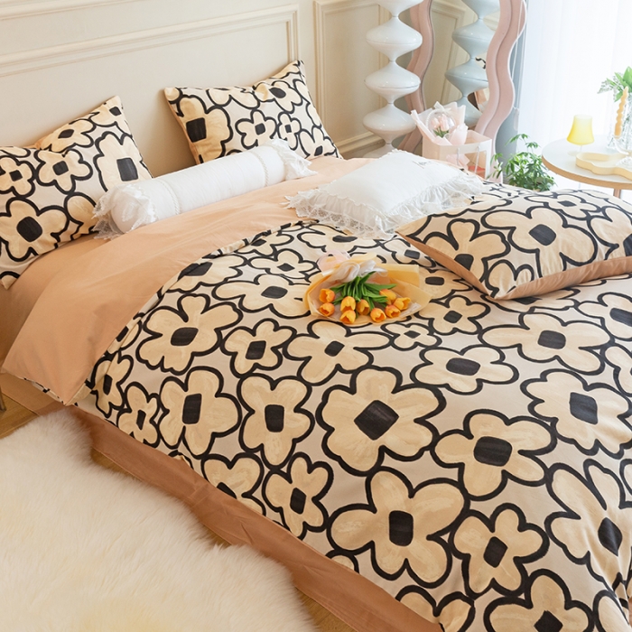 91家纺网 家纺一手货源 找家纺 （总）千朵 2022新款活性生态纯棉磨毛印花四件套