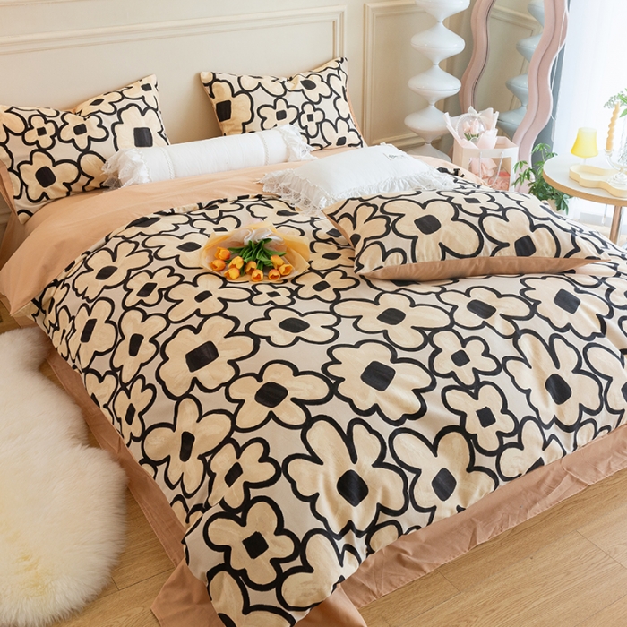 91家纺网 家纺一手货源 找家纺 （总）千朵 2022新款活性生态纯棉磨毛印花四件套