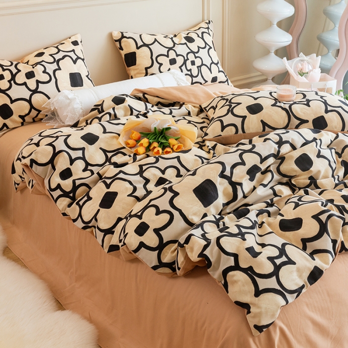 91家纺网 家纺一手货源 找家纺 （总）千朵 2022新款活性生态纯棉磨毛印花四件套