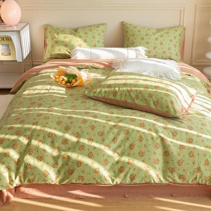 千朵 2022新款活性生态纯棉磨毛印花四件套 花香满径