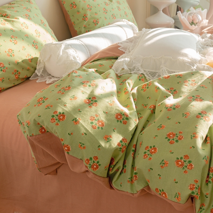 91家纺网 家纺一手货源 找家纺 千朵 2022新款活性生态纯棉磨毛印花四件套 花香满径