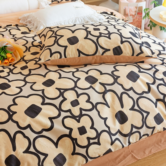 91家纺网 家纺一手货源 找家纺 千朵 2022新款活性生态纯棉磨毛印花四件套 花影缤纷