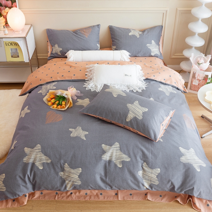 91家纺网 家纺一手货源 找家纺 千朵 2022新款活性生态纯棉磨毛印花四件套 秋月