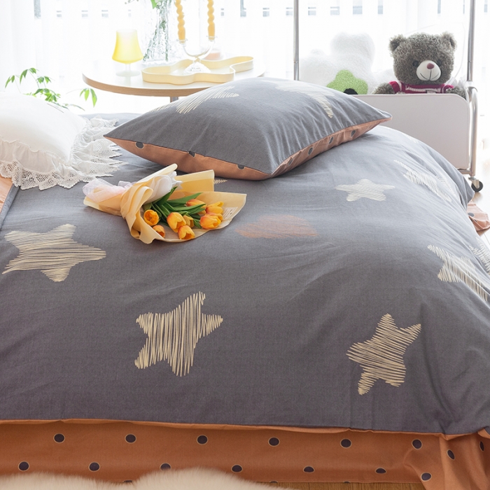 91家纺网 家纺一手货源 找家纺 千朵 2022新款活性生态纯棉磨毛印花四件套 秋月