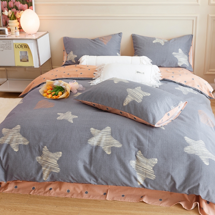 91家纺网 家纺一手货源 找家纺 千朵 2022新款活性生态纯棉磨毛印花四件套 秋月