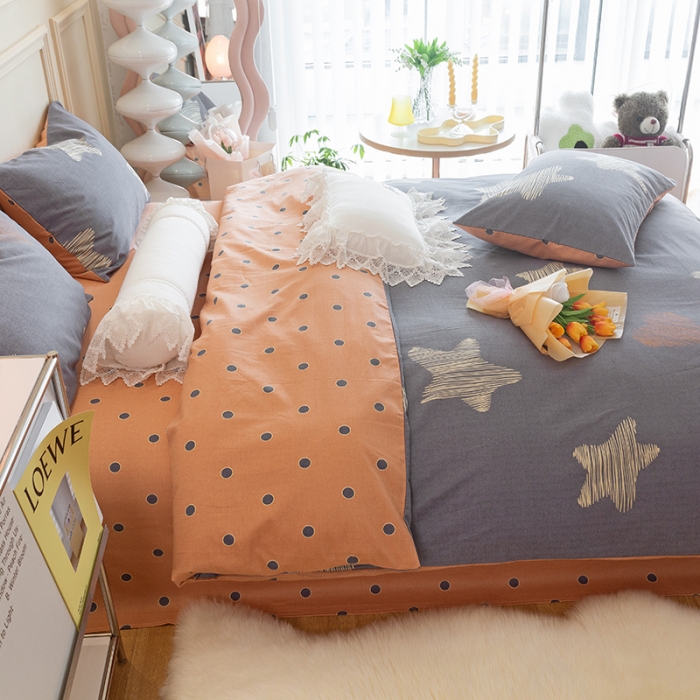 91家纺网 家纺一手货源 找家纺 千朵 2022新款活性生态纯棉磨毛印花四件套 秋月