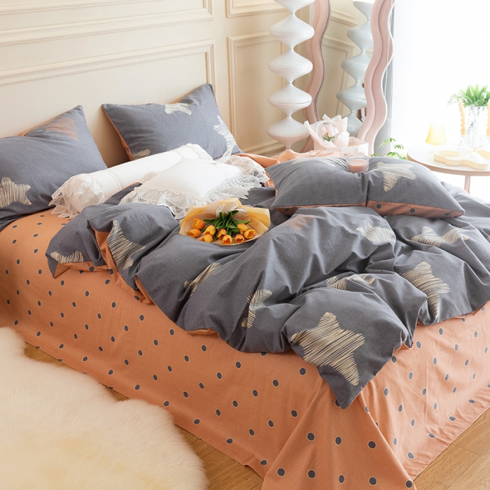 91家纺网 家纺一手货源 找家纺 千朵 2022新款活性生态纯棉磨毛印花四件套 秋月