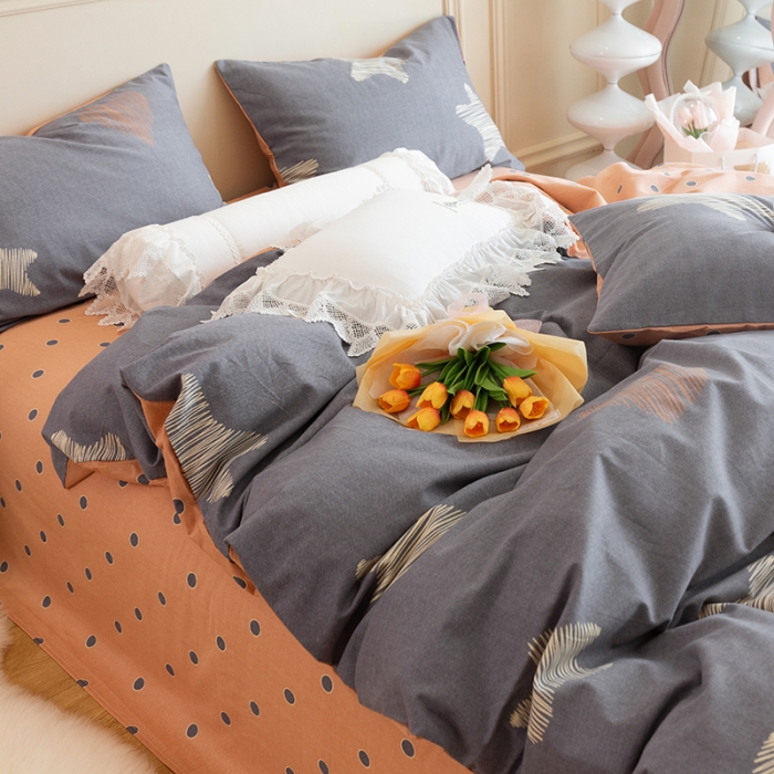 91家纺网 家纺一手货源 找家纺 千朵 2022新款活性生态纯棉磨毛印花四件套 秋月