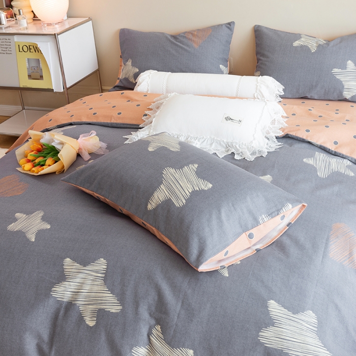 91家纺网 家纺一手货源 找家纺 千朵 2022新款活性生态纯棉磨毛印花四件套 秋月