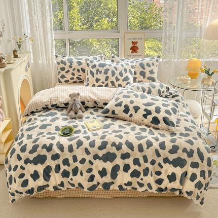 91家纺网 家纺一手货源 找家纺 （总）桃子家居 2022新款ins小清新加厚牛奶绒系列四件套