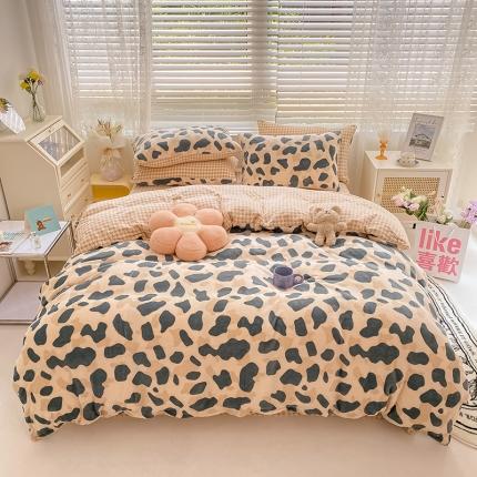 91家纺网 家纺一手货源 找家纺 （总）桃子家居 2022新款ins小清新加厚牛奶绒系列四件套