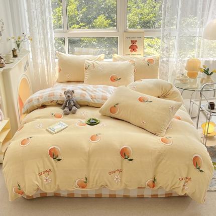 91家纺网 家纺一手货源 找家纺 （总）桃子家居 2022新款ins小清新加厚牛奶绒系列四件套